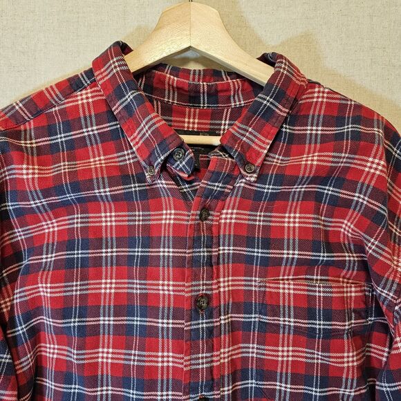 Vintage Eddie Bauer Sport Shop Heavyweight Flannel Shirt Red Blue Plaid Mens XXL - Picture 2 of 9